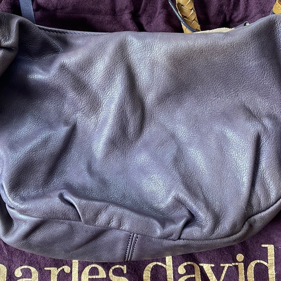 Charles David Purple Distressed Leather Handbag - Picture 6 of 14